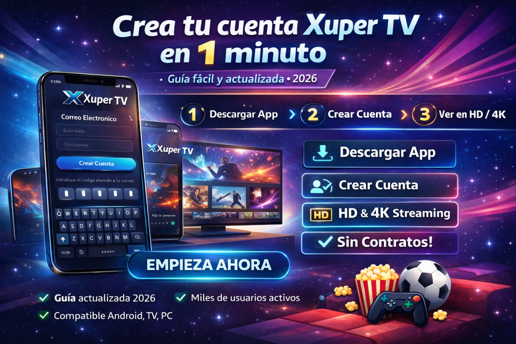 Cómo crear una cuenta de Xuper TV en 2026